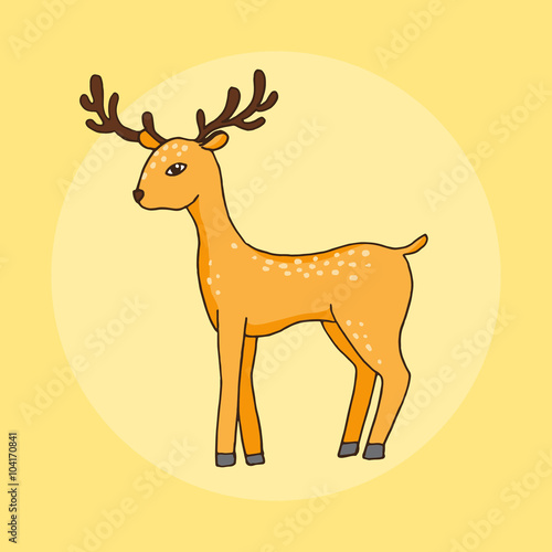 Cute little dear in cartoon style