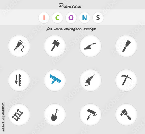 Building equipment icons set