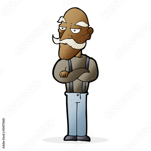 cartoon bored old man