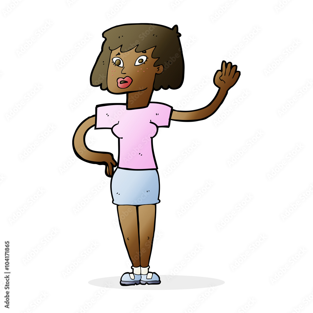cartoon woman waving cartoon woman waving