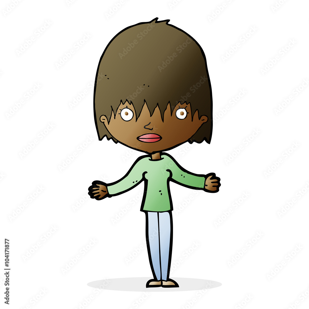 cartoon woman shrugging shoulders cartoon woman shrugging shoulders
