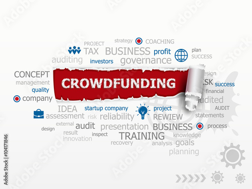 Crowdfunding word cloud concept.