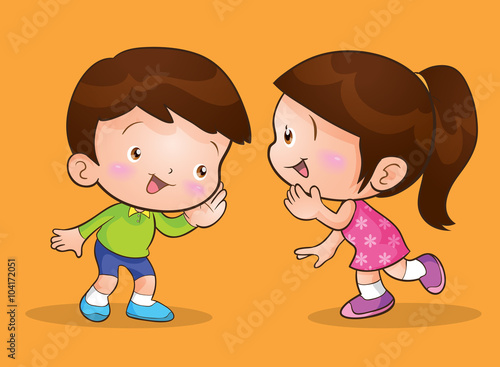 children talk and listening