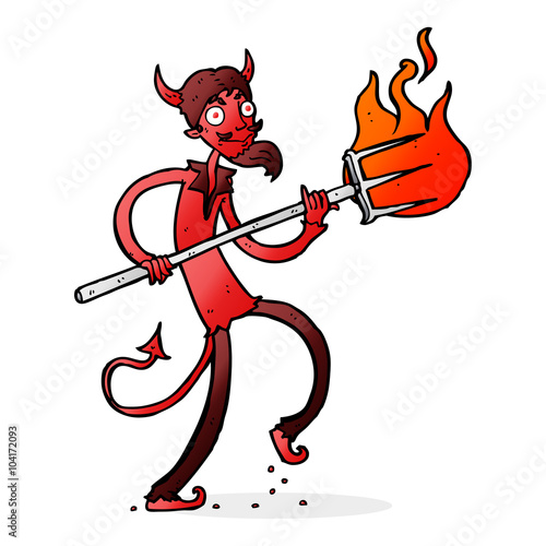 cartoon devil with pitchfork