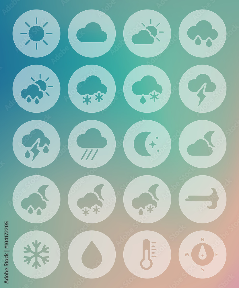 Meteorology Weather transparent icons set