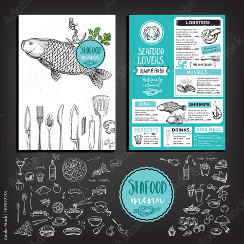 Restaurant cafe menu, template design.