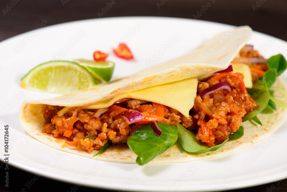 Fototapeta premium Tacos on a white plate
