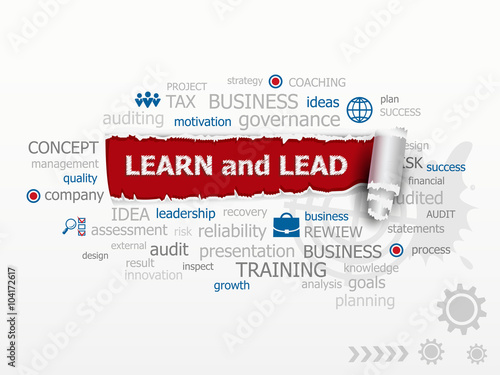 Learn and Lead concept word cloud.