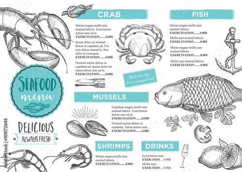 Restaurant cafe menu, template design.