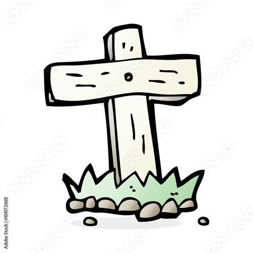 cartoon wooden cross grave