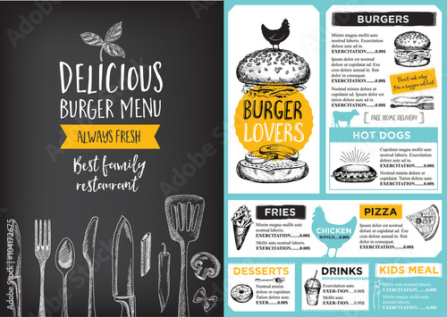 Restaurant cafe menu, template design.