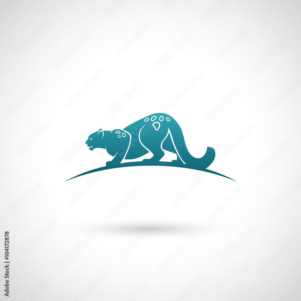 Obraz premium Snow leopard label