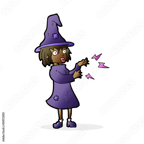 cartoon witch casting spell
