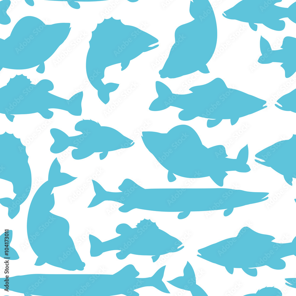 Seamless pattern with various fish. Background made without clipping mask. Easy to use for backdrop, textile, wrapping paper Seamless pattern with various fish. Background made without clipping mask. Easy to use for backdrop, textile, wrapping paper