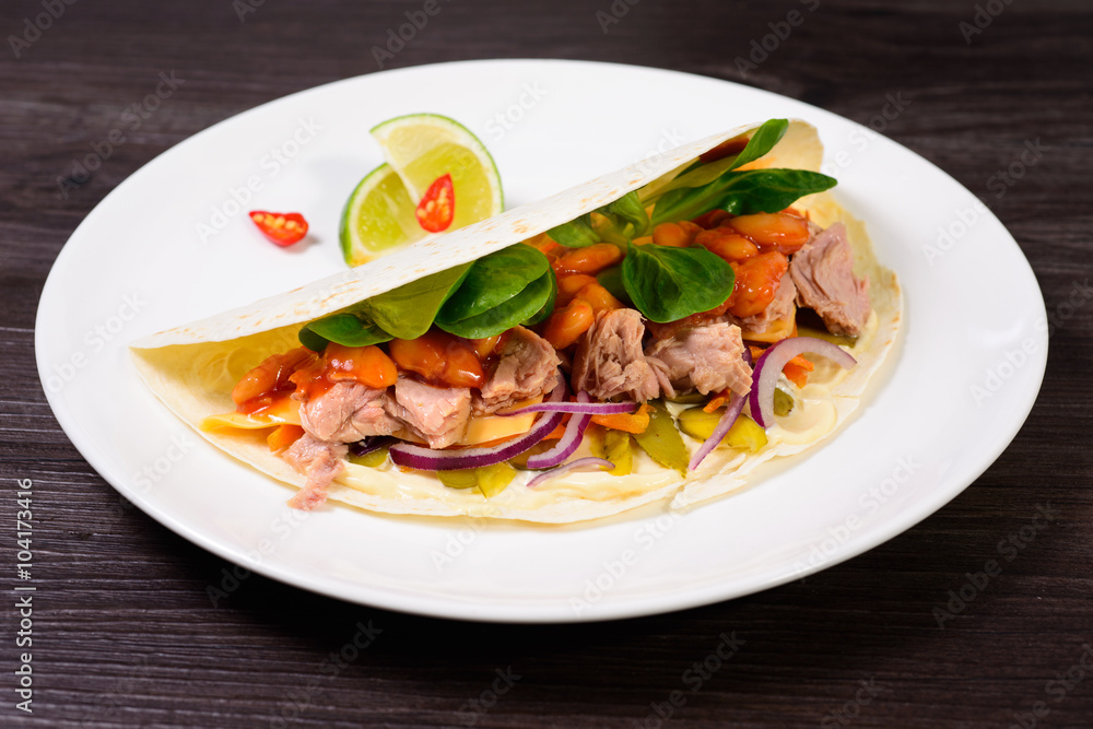 Tacos on a white plate Tacos on a white plate