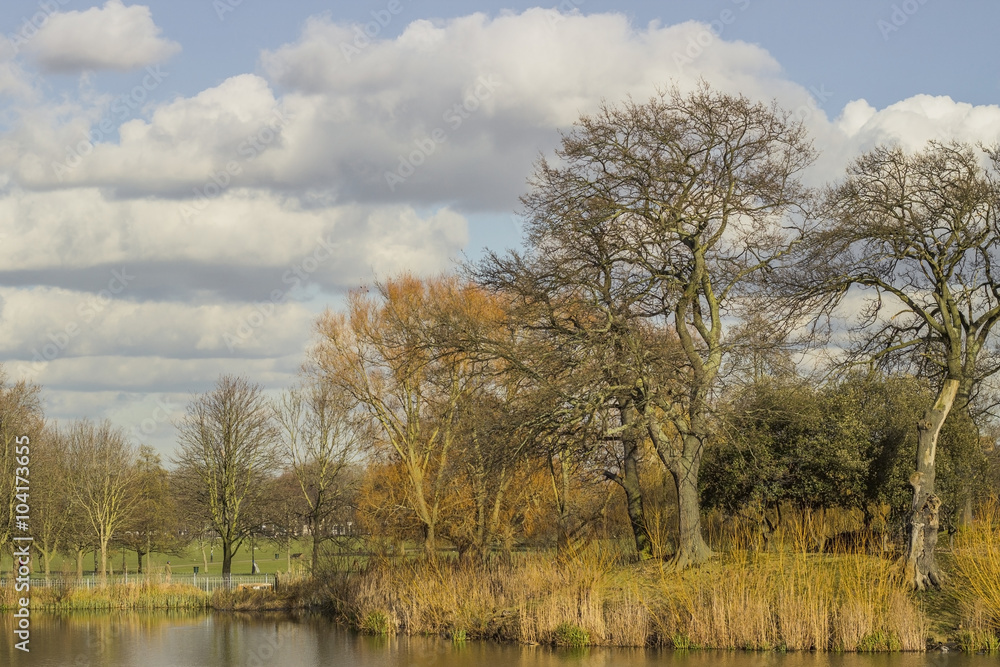 Clapham Common pond and park in London Clapham Common pond and park in London