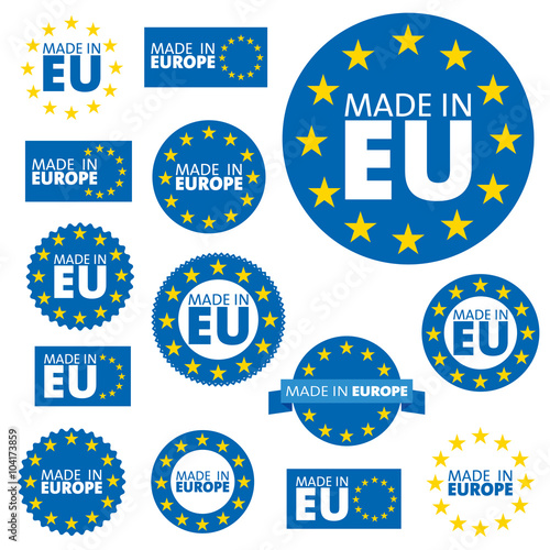 Made in European Union labels, badges and stickers
