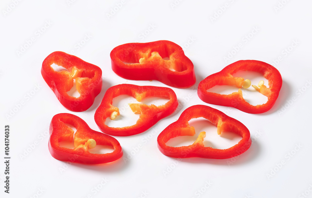 Sliced red bell pepper Sliced red bell pepper