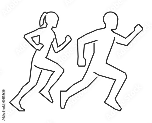 Linear shapes runners. Outline silhouettes runners.