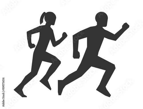 Black shapes runners. Silhouettes man and woman. © karpenko_ilia