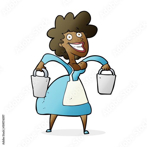 cartoon milkmaid carrying buckets