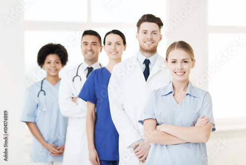 group of doctors and nurses at hospital