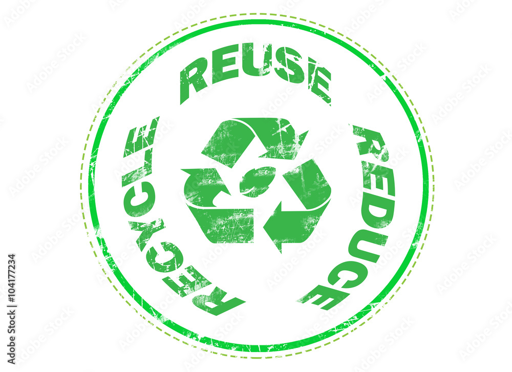 Reuse Reduce Recycle on green grunge rubber stamp Reuse Reduce Recycle on green grunge rubber stamp