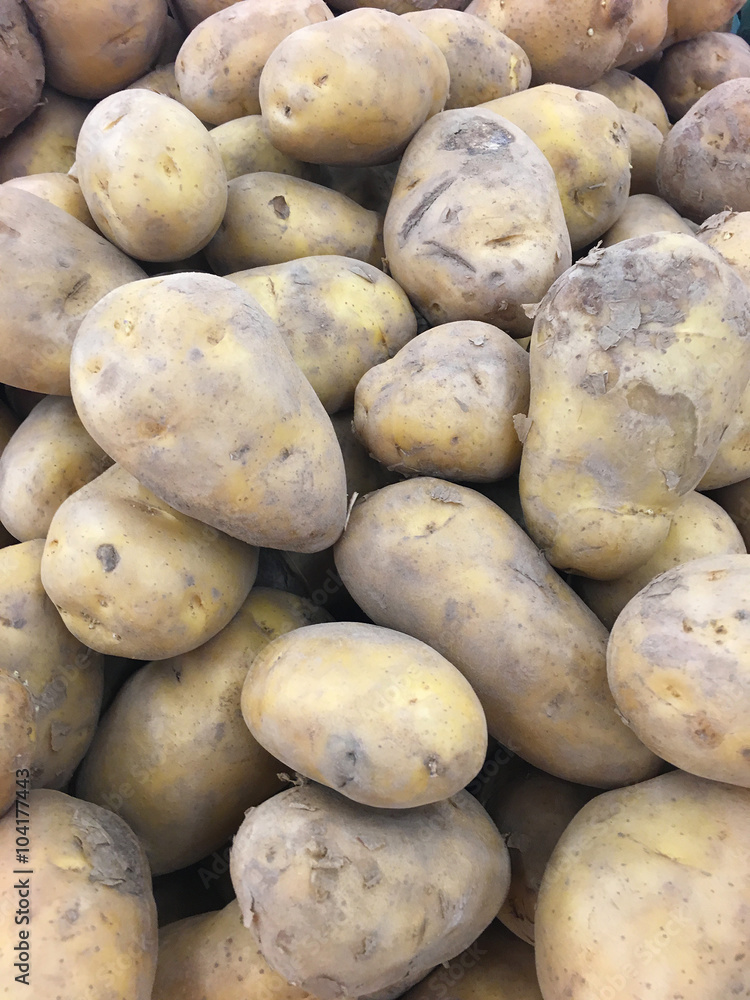 Fresh organic potatoes at the market Fresh organic potatoes at the market