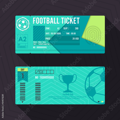 Football Ticket Material Design. Vector illustration.