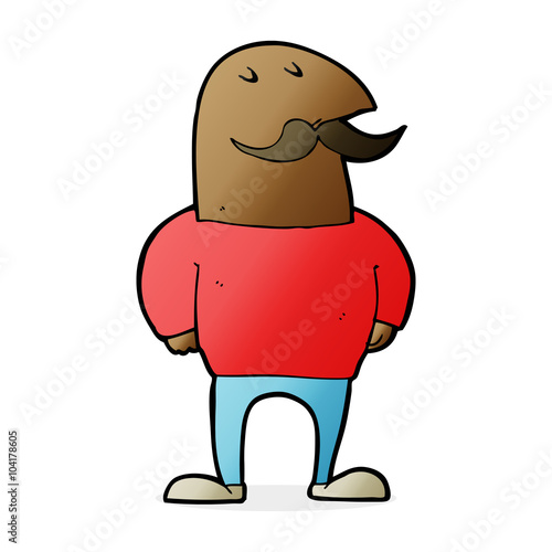 cartoon bald man with mustache