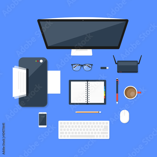 Office Equipment. Vector il...