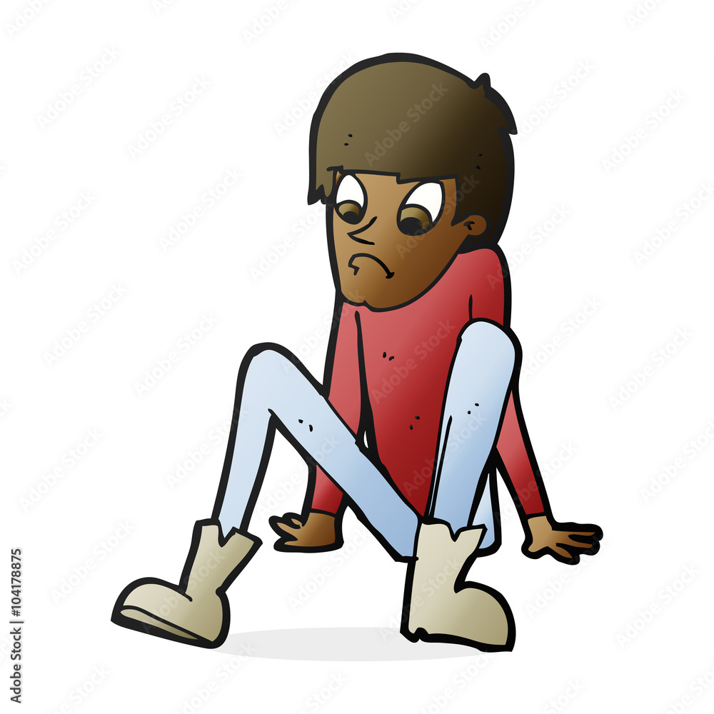 cartoon boy sitting on floor