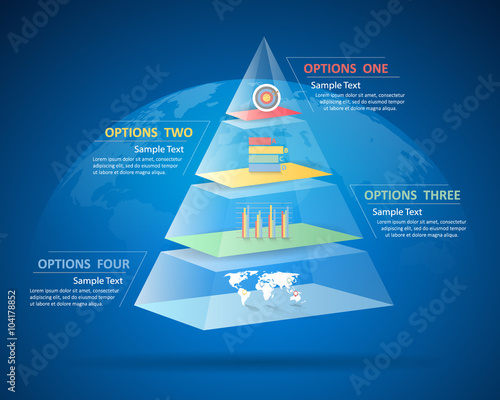 Design pyramid infographic 4 steps. can be used for workflow layout, diagram