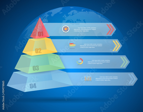 Design pyramid infographic 4 steps. can be used for workflow layout, diagram