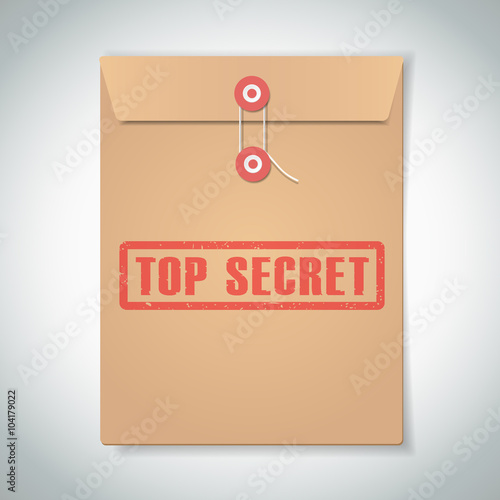 Stamp top secret with red text over brown document file