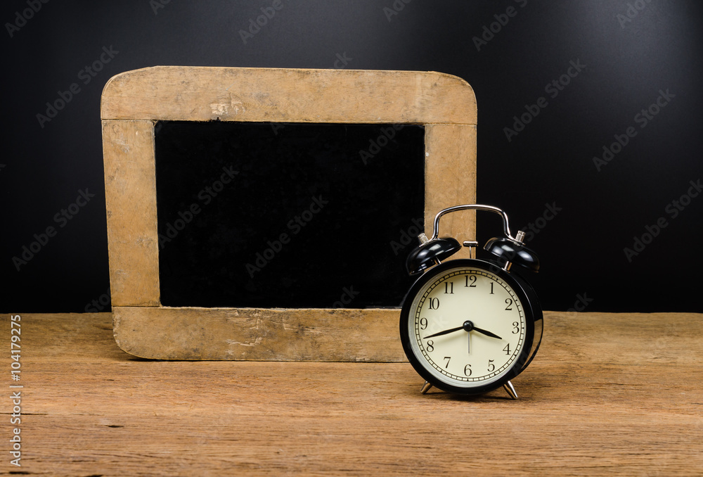 Retro alarm clock and slate Retro alarm clock and slate