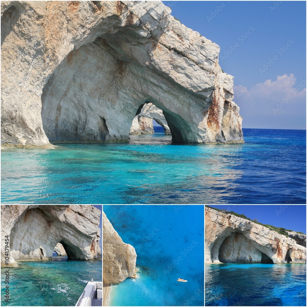 Fototapeta Zakynthos Island collage, photos taken in Greece