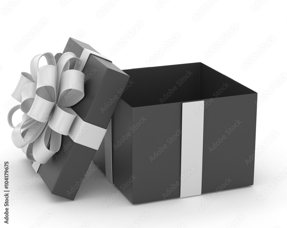 open gift box with bows isolated on white open gift box with bows isolated on white