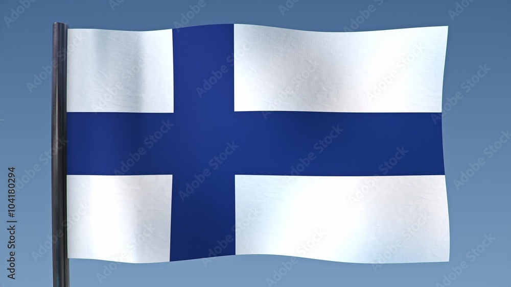 Looping flag of Finland against a clean blue sky. Looping flag of Finland against a clean blue sky.