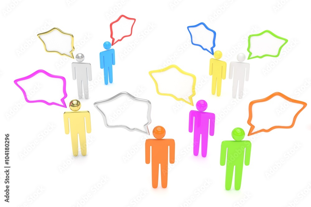 people with talk bubbles isolated over a white background people with talk bubbles isolated over a white background