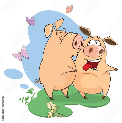  illustration of pigs sharing love