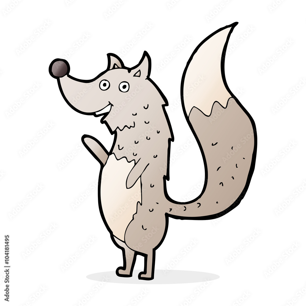Obraz premium cartoon waving wolf
