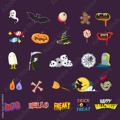 halloween element set. sticker concept - vector