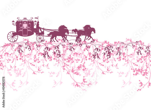 spring carriage floral border