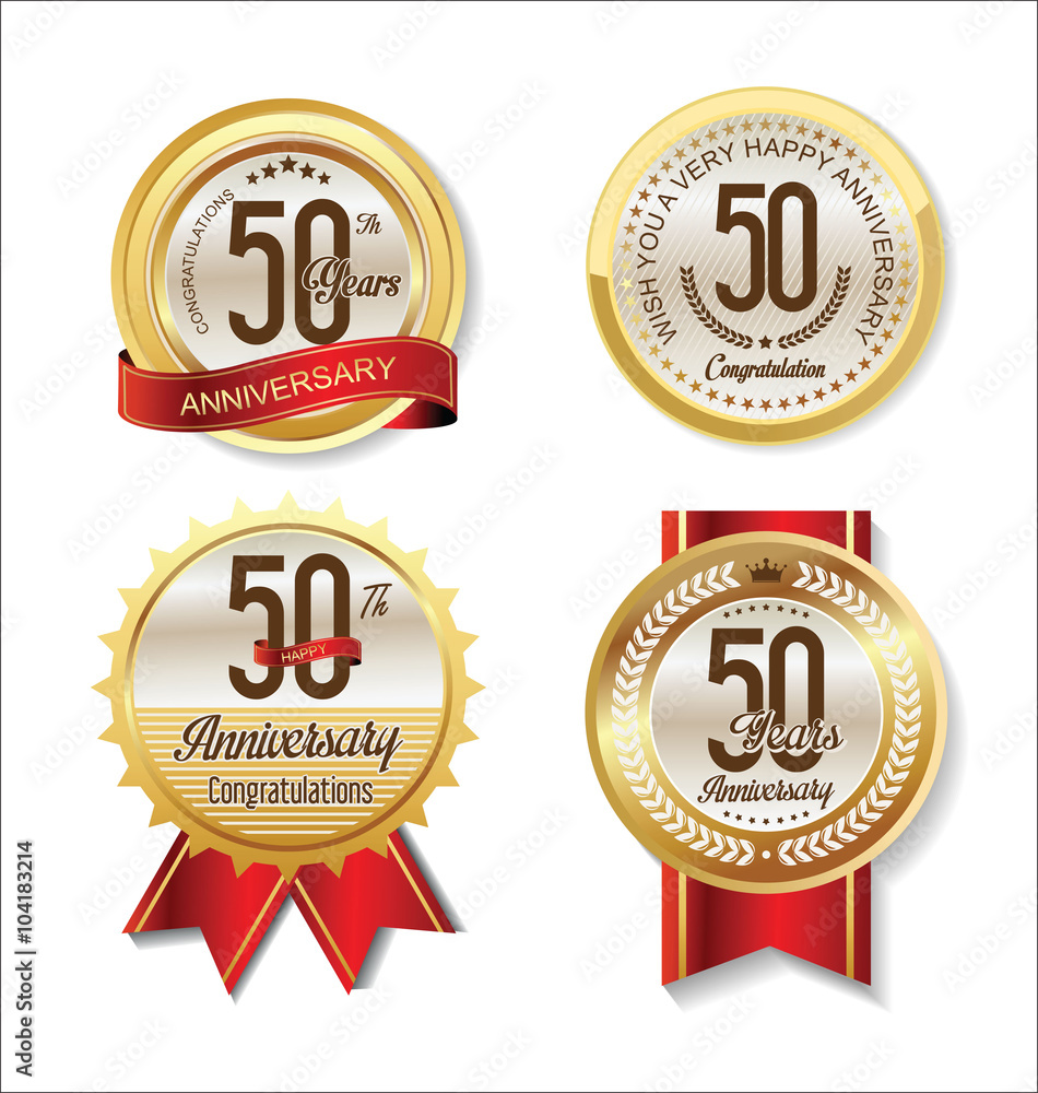 Anniversary Retro vintage golden labels collection 50 years