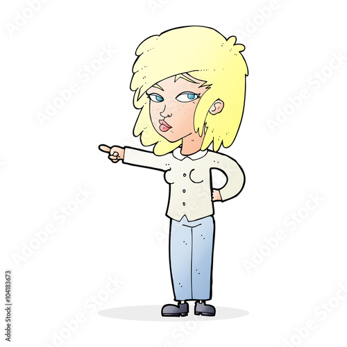 cartoon woman pointing