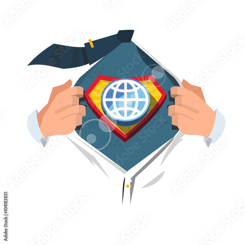 open shirt to show "world globe symbol" . globe concept - vector