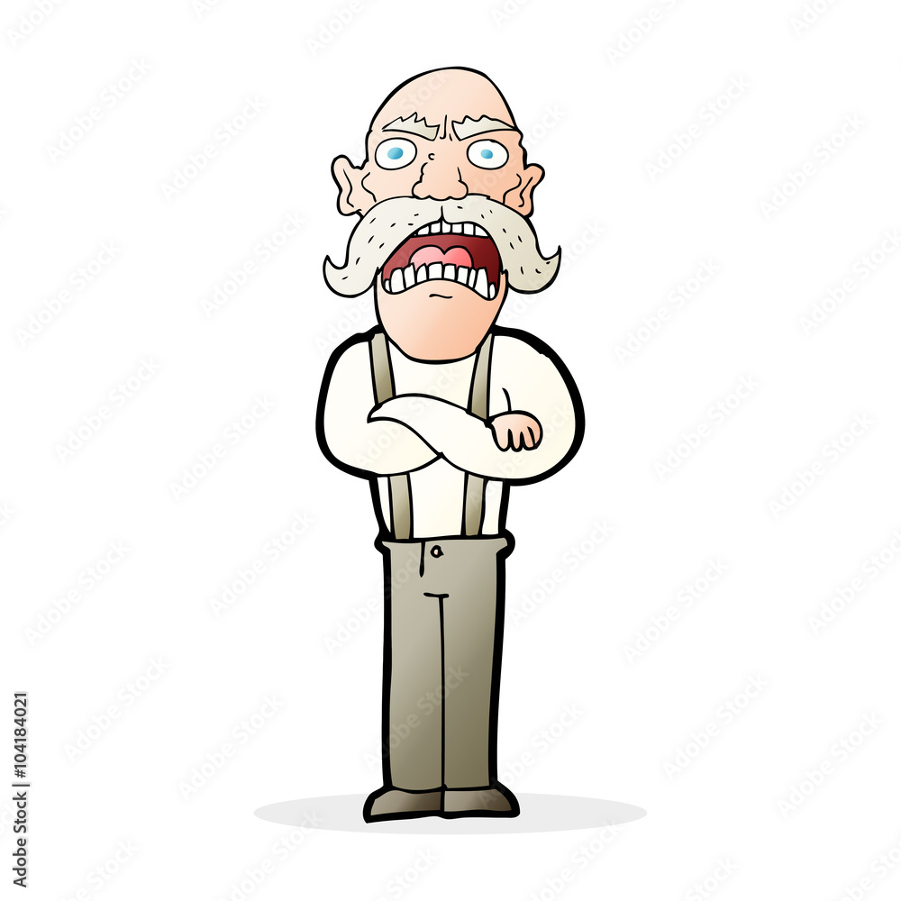 cartoon shocked old man