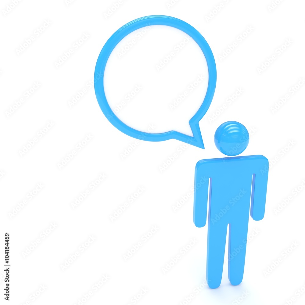 3d man with talk bubbles isolated over a white background 3d man with talk bubbles isolated over a white background