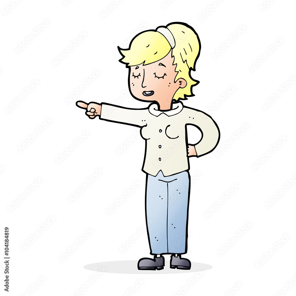 Fototapeta premium cartoon friendly woman pointing